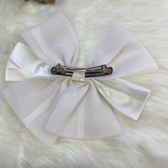 Vintage Ivory Hair Bow Clip 6.5" X 10" - Picture 6 of 7